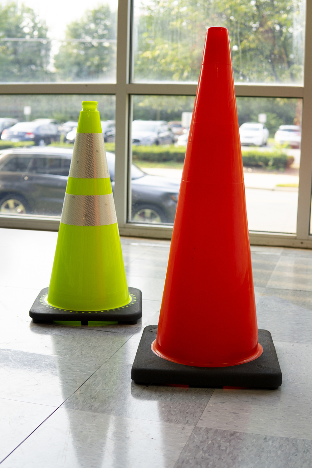 bright traffic safety cones